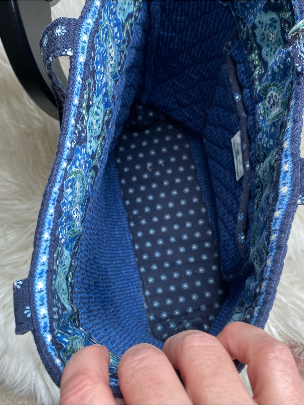 Vera Bradley Quilted Navy Paisley-Trim Tote Bag - Women's Shoulder Tote - Picture 8 of 16